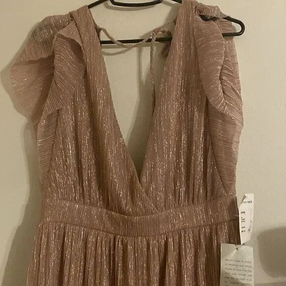 NWT Chelsea28 Womens Grecian Champagne Metallic Pink Midi Dress - Picture 3 of 9